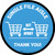 Single File Aisle with Shopping Carts Blue Circular - Floor Sign