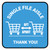 Single File Aisle with Shopping Carts Blue Square - Floor Sign