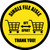 Single File Aisle with Shopping Carts Yellow Circular - Floor Sign