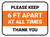 Please Keep 6 Ft Apart At All Times - Thank You Orange Rectangle - Floor Sign