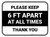 Please Keep 6 Ft Apart At All Times - Thank You Rectangle - Floor Sign