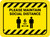 Please Maintain Social Distancing with Icon Hazard Stripes Rectangle - Floor Sign