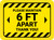 Please Maintain 6 Ft Apart - Thank You Hazard Stripes Rectangle - Floor Sign