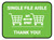 Single File Aisle with Shopping Carts Green Rectangle - Floor Sign