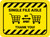 Single File Aisle with Shopping Carts Hazard Stripes Rectangle - Floor Sign