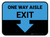 One Way Aisle Exit with Arrow Blue Rectangle - Floor Sign