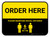 Order Here: Social Distance with Icon Yellow Rectangle - Floor Sign