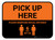 Pick Up Here: Social Distance with Icon Orange Rectangle - Floor Sign