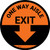 One Way Aisle Exit with Arrow Orange Circular - Floor Sign
