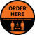 Order Here: Social Distance with Icon Orange Circular - Floor Sign