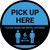 Pick Up Here: Social Distance with Icon Blue Circular - Floor Sign