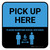 Pick Up Here: Social Distance with Icon Blue Square - Floor Sign