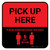Pick Up Here: Social Distance with Icon Red Square - Floor Sign
