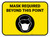 Mask Required Beyond This Point with Icon Yellow Rectangle - Floor Sign