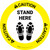 Caution Stand Here with Shoe Prints Circular - Floor Sign