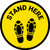 Stand Here with Shoe Prints Yellow Circular - Floor Sign