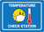 Temperature Check Station with Facemask Emoji Blue - Wall Sign