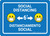 Social Distancing with Facemask Emoji Bilingual Spanish Blue - Wall Sign