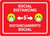 Social Distancing with Facemask Emoji Bilingual Spanish Red - Wall Sign