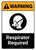 Warning: Respirator Required with Icon ANSI Portrait - Wall Sign