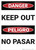 Danger: Keep Out Bilingual Spanish - Wall Sign