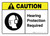Caution: Hearing Protection Required with Icon ANSI Landscape - Wall Sign