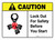 Caution: Lock Out For Safety Before You Start with Icon ANSI Landscape - Wall Sign