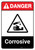 Danger: Corrosive with Icon ANSI Portrait - Wall Sign