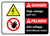 Danger: High Voltage Keep Out Bilingual Spanish with Icons ANSI Landscape - Wall Sign