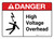 Danger: High Voltage Overhead with Icon ANSI Landscape - Wall Sign