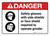 Danger: Safety Glasses and Shields Must Be Worn When Operating Grinder with Icons ANSI Landscape - Wall Sign