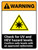Warning: ISO Check For UV And HEV Hazard Levels - Confirm with Approved Radiometer ANSI Portrait - Wall Sign