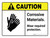 Caution: Corrosive Materials Wear Protection White with Icon Landscape - Wall Sign