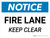 Notice: Fire Lane Keep Clear Landscape - Wall Sign