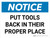 Notice: Put Tools Back In Their Proper Place Landscape - Wall Sign