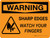 Warning: Sharp Edges - Watch Your Fingers with Icon Landscape - Wall Sign