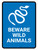 Beware Wild Animals Blue Portrait - Wall Sign