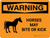 Warning: Horses May Bite Or Kick Landscape - Wall Sign