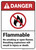 Danger: Flammable No Smoking or Open Flames ANSI - Wall Sign