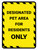 Designated Pet Area For Residents Only Yellow Hazard Portrait - Wall Sign