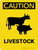 Caution: Livestock with Cow and Pig Icon Portrait - Wall Sign