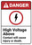 Danger: High Voltage Above - Wall Sign