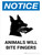 Notice: Animals Will Bite Fingers Portrait - Wall Sign