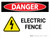Danger: Electric Fence with Hazard Icon Landscape - Wall Sign