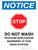 Notice: Do Not Wash Pesticide Application Portrait - Wall Sign