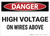 Danger: High Voltage On Wires Above - Wall Sign