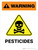 Warning: Pesticides with Hazard Icon Portrait - Wall Sign