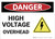 Danger: High Voltage Overhead - Wall Sign