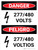 Danger: 277-480 Volts Bilingual Spanish Portrait with Icon - Wall Sign