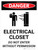 Danger: Electrical Closet Do Not Enter Without Permission Portrait with Icon - Wall Sign